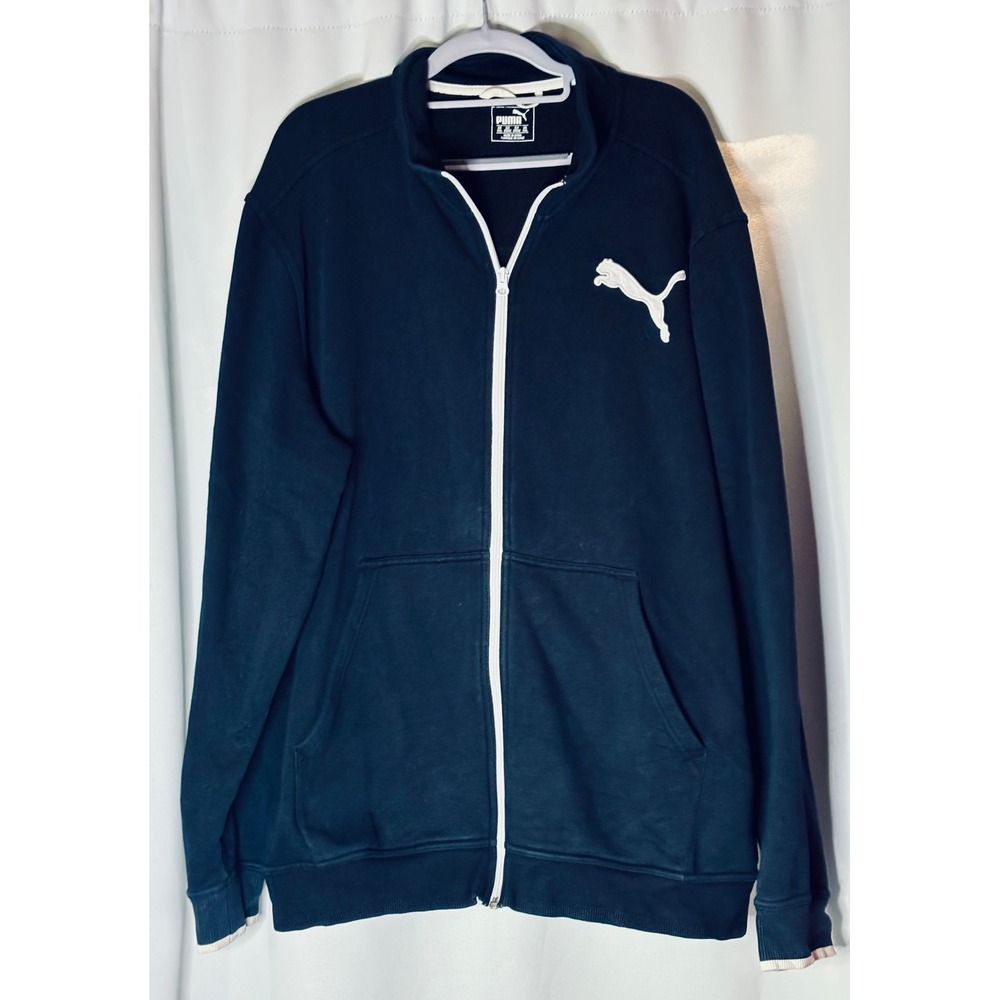 Puma Warm Cell Mens XXL Full Zip Sweatshirt Navy Blue Fleece Jacket 833592